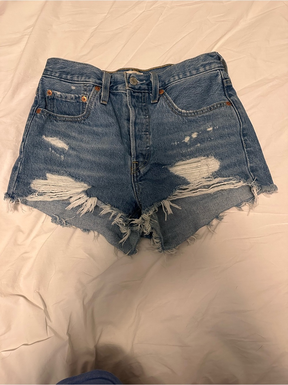 Levi's 501 Distressed Denim Jean Shorts - Blue